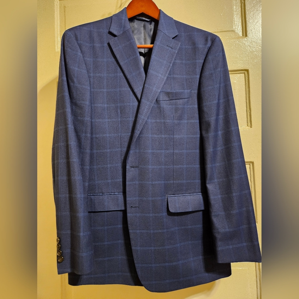 Lauren Ralph Lauren Green Label Blue Window-pane/Plaid Style Blazer
